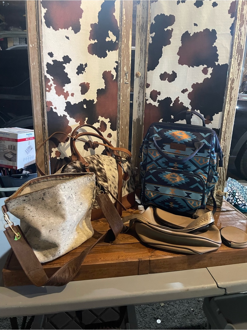 Aztec Patterned Blue Backpack - Multicolor Southwest Print